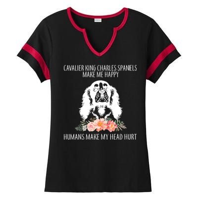 Cavalier King Charles Make Me Happy Ladies Halftime Notch Neck Tee