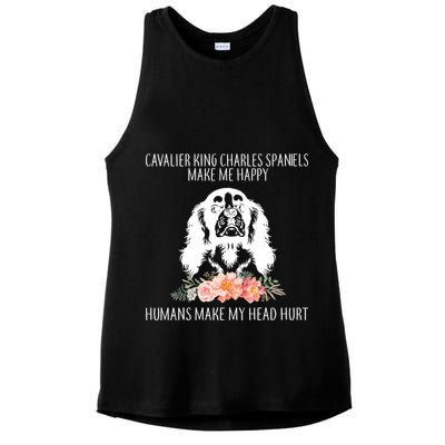 Cavalier King Charles Make Me Happy Ladies PosiCharge Tri-Blend Wicking Tank
