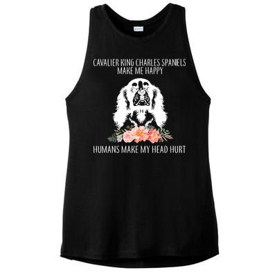 Cavalier King Charles Make Me Happy Ladies PosiCharge Tri-Blend Wicking Tank