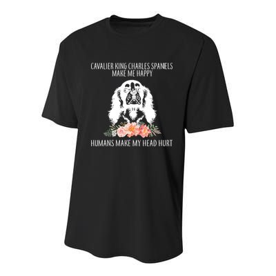 Cavalier King Charles Make Me Happy Youth Performance Sprint T-Shirt