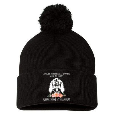 Cavalier King Charles Make Me Happy Pom Pom 12in Knit Beanie