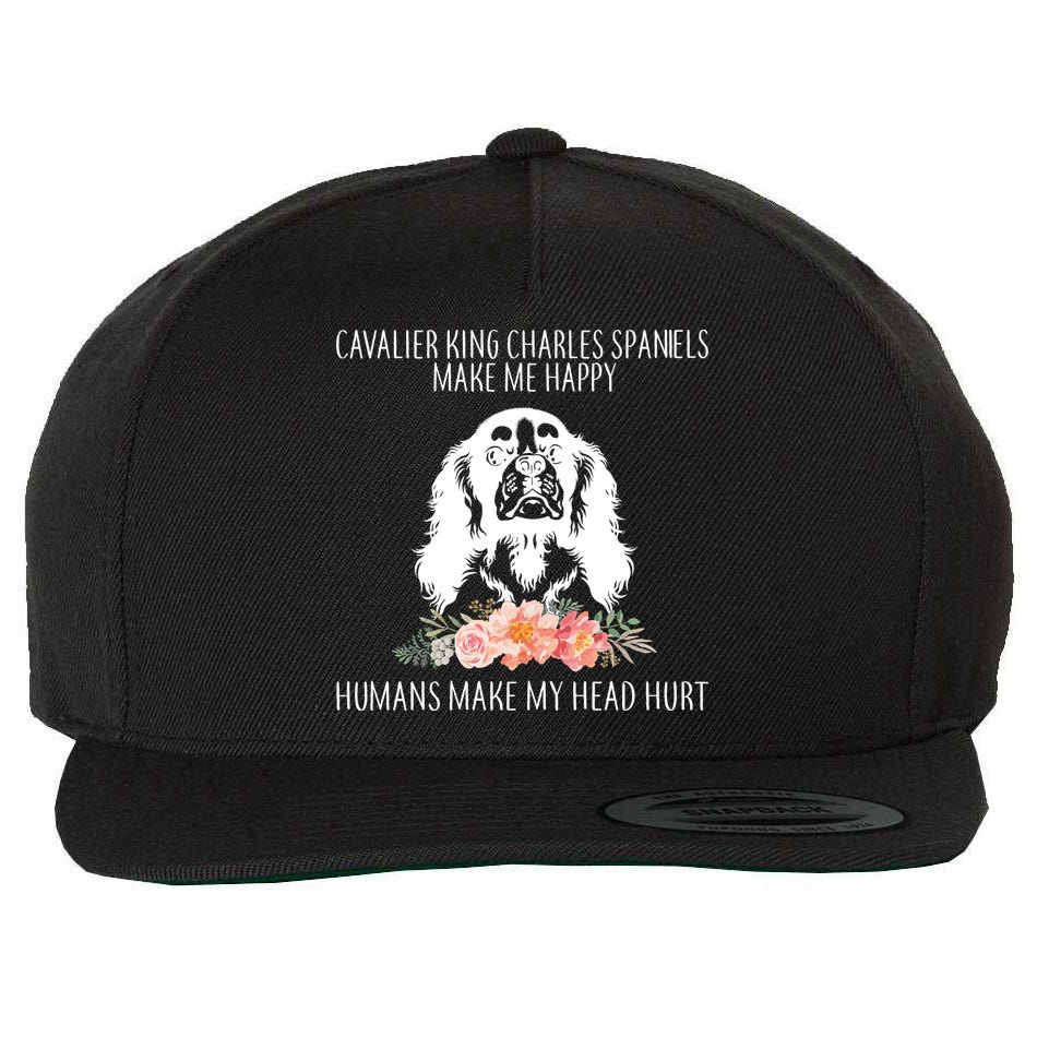Cavalier King Charles Make Me Happy Wool Snapback Cap