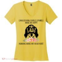 Cavalier King Charles Make Me Happy Women's V-Neck T-Shirt