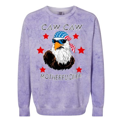 Caw Caw Motherfucker Funny Patriotic Eagle Colorblast Crewneck Sweatshirt