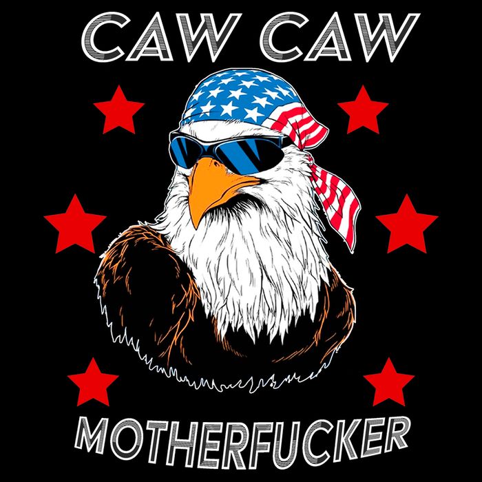 Caw Caw Motherfucker Funny Patriotic Eagle Stripe Pom Pom Beanie