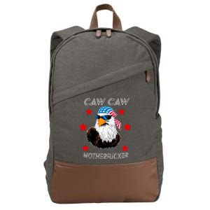 Caw Caw Motherfucker Funny Patriotic Eagle Cotton Canvas Backpack