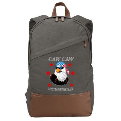 Caw Caw Motherfucker Funny Patriotic Eagle Cotton Canvas Backpack