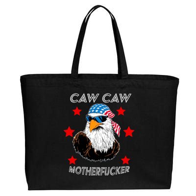 Caw Caw Motherfucker Funny Patriotic Eagle Cotton Canvas Jumbo Tote