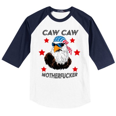 Caw Caw Motherfucker Funny Patriotic Eagle Baseball Sleeve Shirt