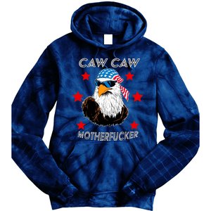 Caw Caw Motherfucker Funny Patriotic Eagle Tie Dye Hoodie