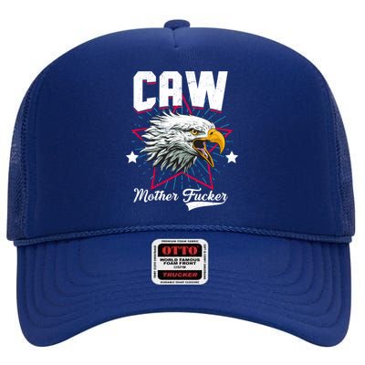 Caw Mother Fucker High Crown Mesh Back Trucker Hat