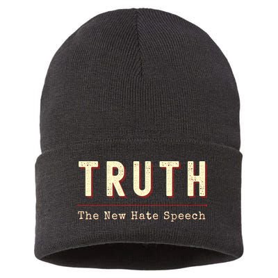 Conservative Anti Woke Cancel Culture Truth The New Hate Speech Sustainable Knit Beanie