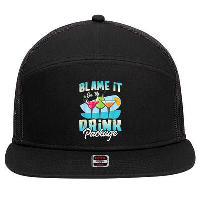 Cruise Alcohol Wine Lover Blame It On The Drink Package 7 Panel Mesh Trucker Snapback Hat