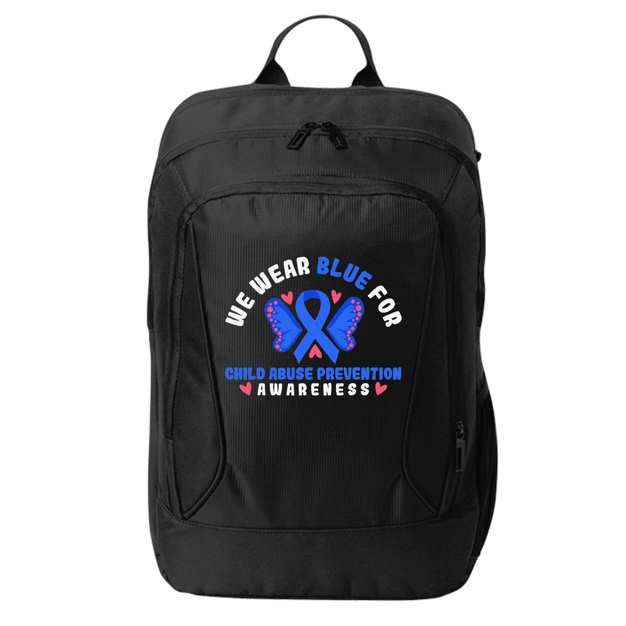 Child Abuse Warrior Prevention Month Blue Ribbon Awareness City Backpack