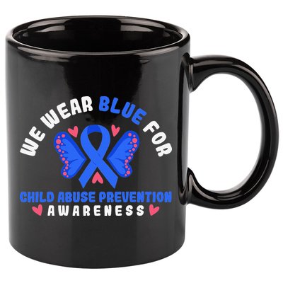 Child Abuse Warrior Prevention Month Blue Ribbon Awareness 11oz C Handle Ceramic Mug