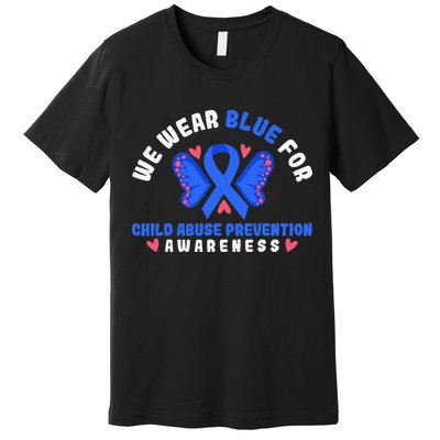 Child Abuse Warrior Prevention Month Blue Ribbon Awareness Premium T-Shirt