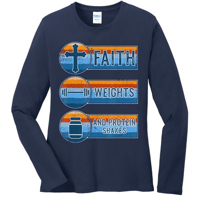 Christian Athlete Workout Gym Weightlifting Jesus Ladies Long Sleeve Shirt