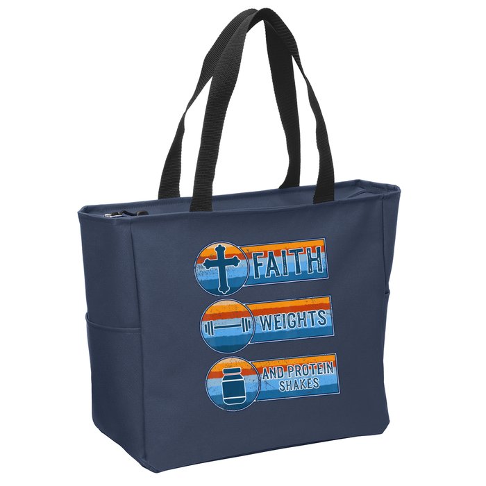 Christian Athlete Workout Gym Weightlifting Jesus Zip Tote Bag