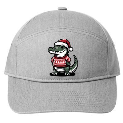 Cute Alligator With Santa Hat Christmas Xmas Florida Cartoon 7-Panel Snapback Hat