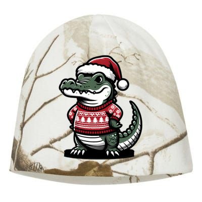 Cute Alligator With Santa Hat Christmas Xmas Florida Cartoon Kati - Camo Knit Beanie