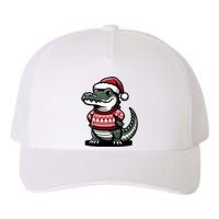 Cute Alligator With Santa Hat Christmas Xmas Florida Cartoon Yupoong Adult 5-Panel Trucker Hat