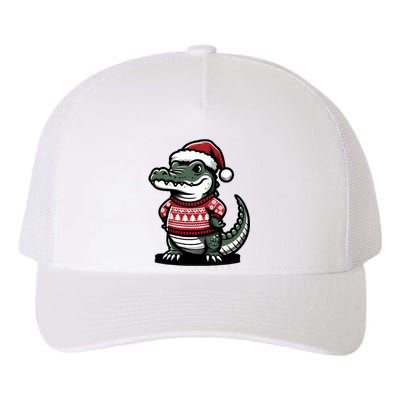 Cute Alligator With Santa Hat Christmas Xmas Florida Cartoon Yupoong Adult 5-Panel Trucker Hat