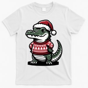 Cute Alligator With Santa Hat Christmas Xmas Florida Cartoon T-Shirt