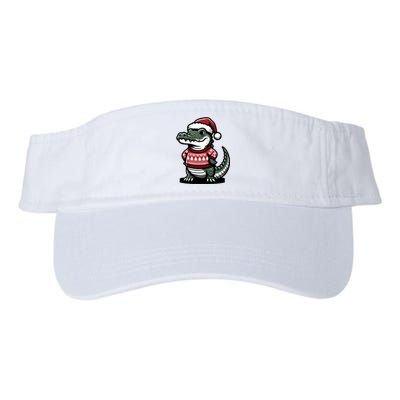 Cute Alligator With Santa Hat Christmas Xmas Florida Cartoon Valucap Bio-Washed Visor