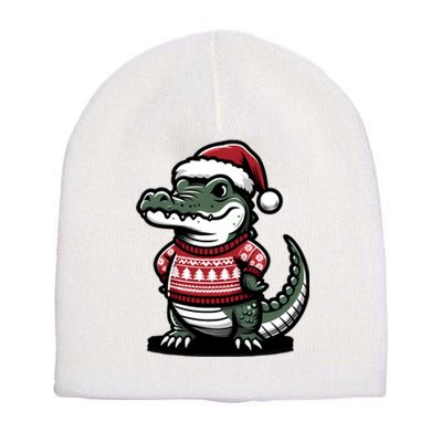 Cute Alligator With Santa Hat Christmas Xmas Florida Cartoon Short Acrylic Beanie