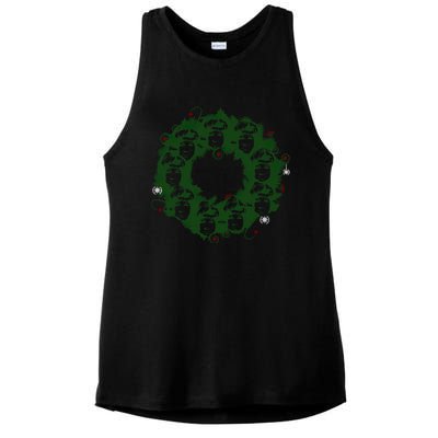 Christmas A Wreath A Franklin Funny Marry Christmas Santa Claus Gives Gifts Ladies PosiCharge Tri-Blend Wicking Tank