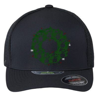 Christmas A Wreath A Franklin Funny Marry Christmas Santa Claus Gives Gifts Flexfit Unipanel Trucker Cap