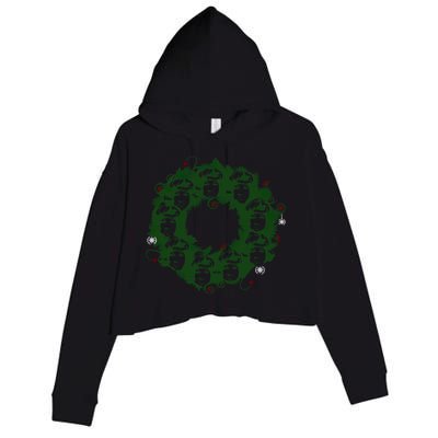 Christmas A Wreath A Franklin Funny Marry Christmas Santa Claus Gives Gifts Crop Fleece Hoodie