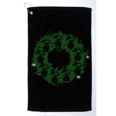 Christmas A Wreath A Franklin Funny Marry Christmas Santa Claus Gives Gifts Platinum Collection Golf Towel