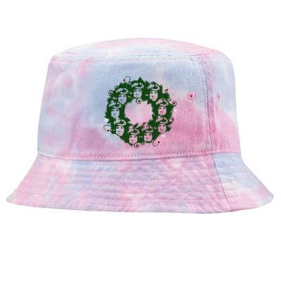 Christmas A Wreath A Franklin Funny Marry Christmas Santa Claus Gives Gifts Tie-Dyed Bucket Hat