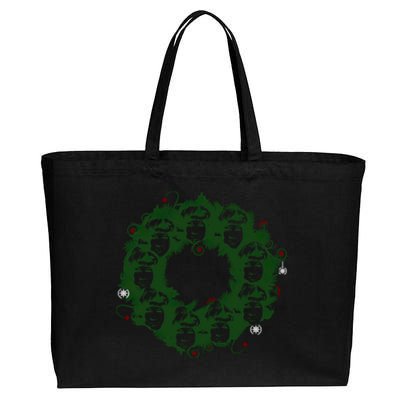 Christmas A Wreath A Franklin Funny Marry Christmas Santa Claus Gives Gifts Cotton Canvas Jumbo Tote