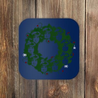 Christmas A Wreath A Franklin Funny Marry Christmas Santa Claus Gives Gifts Coaster