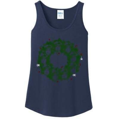 Christmas A Wreath A Franklin Funny Marry Christmas Santa Claus Gives Gifts Ladies Essential Tank