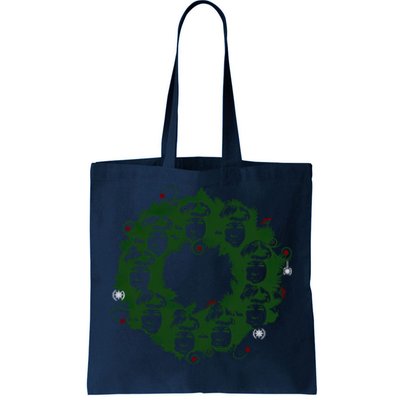 Christmas A Wreath A Franklin Funny Marry Christmas Santa Claus Gives Gifts Tote Bag