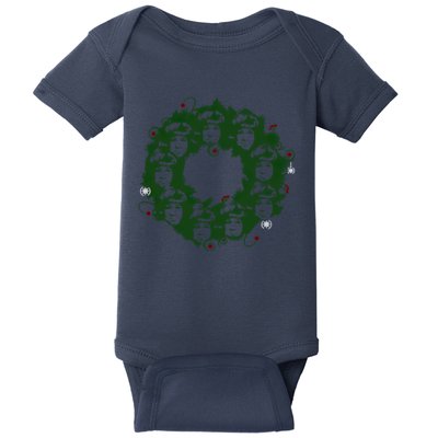 Christmas A Wreath A Franklin Funny Marry Christmas Santa Claus Gives Gifts Baby Bodysuit