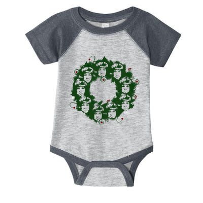 Christmas A Wreath A Franklin Funny Marry Christmas Santa Claus Gives Gifts Infant Baby Jersey Bodysuit