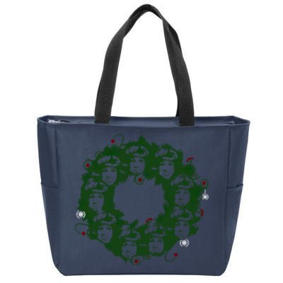 Christmas A Wreath A Franklin Funny Marry Christmas Santa Claus Gives Gifts Zip Tote Bag