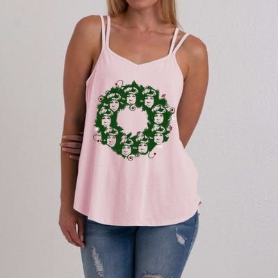 Christmas A Wreath A Franklin Funny Marry Christmas Santa Claus Gives Gifts Women's Strappy Tank