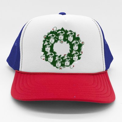 Christmas A Wreath A Franklin Funny Marry Christmas Santa Claus Gives Gifts Trucker Hat