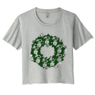 Christmas A Wreath A Franklin Funny Marry Christmas Santa Claus Gives Gifts Women's Crop Top Tee