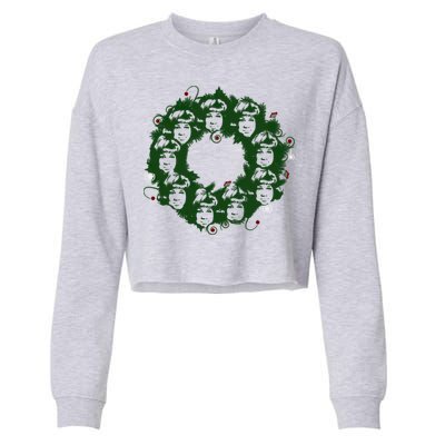 Christmas A Wreath A Franklin Funny Marry Christmas Santa Claus Gives Gifts Cropped Pullover Crew