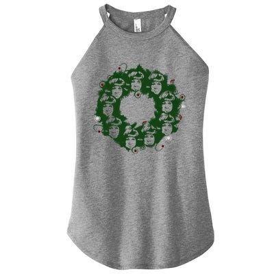 Christmas A Wreath A Franklin Funny Marry Christmas Santa Claus Gives Gifts Women's Perfect Tri Rocker Tank