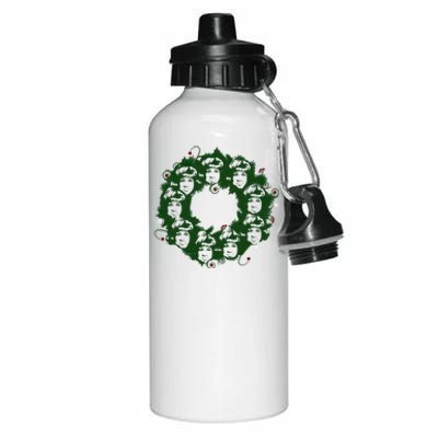 Christmas A Wreath A Franklin Funny Marry Christmas Santa Claus Gives Gifts Aluminum Water Bottle