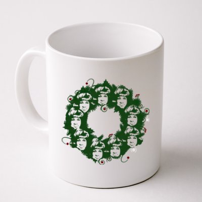 Christmas A Wreath A Franklin Funny Marry Christmas Santa Claus Gives Gifts Coffee Mug