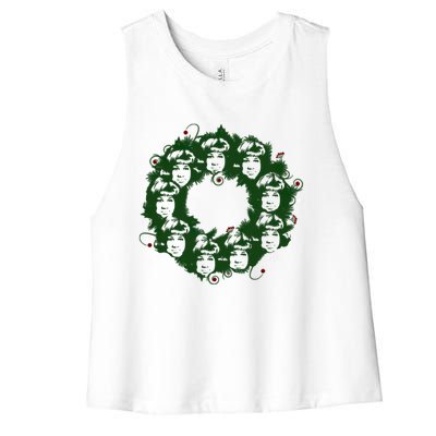 Christmas A Wreath A Franklin Funny Marry Christmas Santa Claus Gives Gifts Women's Racerback Cropped Tank