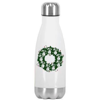 Christmas A Wreath A Franklin Funny Marry Christmas Santa Claus Gives Gifts Stainless Steel Insulated Water Bottle